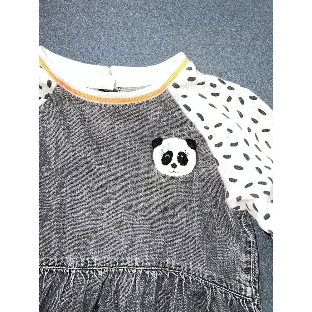 Next Monochrome cotton Panda Denim Raglan Dress 5 years A008651 - Picture 4 of 10